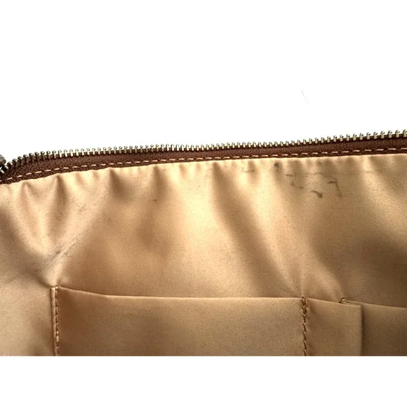 Persaman Work Tote Bag Brown Leather Top Zip Double Handles Crossbody Strap